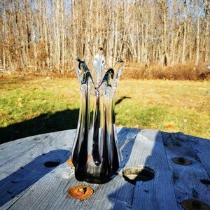 Vintage Swung Glass Clear and Amethyst Vase